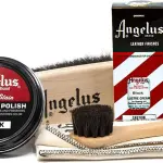 Angelus Shoe Shine Kit, Black- Boot and Shoe Polish Wax, Shoe Cream 3oz, Horsehair Brush, Dauber, and Cloth | 5 Piece Set, Gift Idea for Father's Day, Dad, Husband