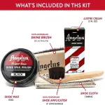 Angelus Shoe Shine Kit, Black- Boot and Shoe Polish Wax, Shoe Cream 3oz, Horsehair Brush, Dauber, and Cloth | 5 Piece Set, Gift Idea for Father's Day, Dad, Husband