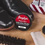 Angelus Shoe Shine Kit, Black- Boot and Shoe Polish Wax, Shoe Cream 3oz, Horsehair Brush, Dauber, and Cloth | 5 Piece Set, Gift Idea for Father's Day, Dad, Husband
