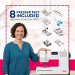 Bernette B38 Computerized Sewing Machine with LCD Display | 394 Stitch Patterns, Auto Needle Threader, LED Light, Extension Table | Presser Feet, Bobbins, Needles, Knee Lifter, Rotary Cutter & More