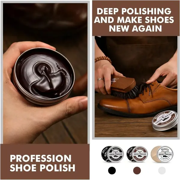 Leather Shoe Polish Kit - Birthday Gifts for Men, Dad, Shoe Shine Kit, Leather Boot Care Kit, Mens Gifts Ideas