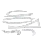 7Pcs Fashion Clear Metric Sewing Ruler Set, French Curve Pattern Ruler Kit for Beginners, Tailors, and Designers, Fashion Design Dress Makers Ruler, Clear Sewing Tailors Pattern Making Ruler