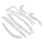 7Pcs Fashion Clear Metric Sewing Ruler Set, French Curve Pattern Ruler Kit for Beginners, Tailors, and Designers, Fashion Design Dress Makers Ruler, Clear Sewing Tailors Pattern Making Ruler
