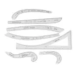 7Pcs Fashion Clear Metric Sewing Ruler Set, French Curve Pattern Ruler Kit for Beginners, Tailors, and Designers, Fashion Design Dress Makers Ruler, Clear Sewing Tailors Pattern Making Ruler