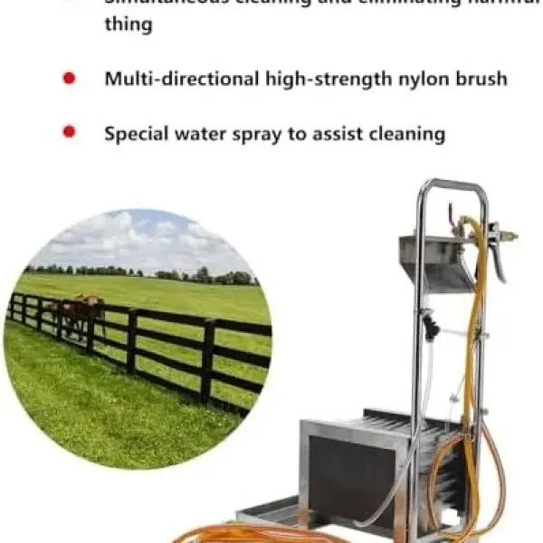 Boot Scrubber, Stainless Steel Shoe Brush Scraper & Footwear Cleaner, with Water Spray Gun, Automatic Scrubber Boot Scraper Boot Brush Mud Remover for Livestock Farm