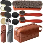 13 Pcs Shoe Polish Kit, Leather Boot Care Set with Horsehair Brushes, Wax, Sponges, Gifts for Men Dad