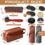 13 Pcs Shoe Polish Kit, Leather Boot Care Set with Horsehair Brushes, Wax, Sponges, Gifts for Men Dad