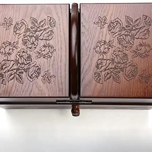 Sewing Box with 2 Drawers - Wooden Storage Baskets for Home and Embroidery - Organize Sewing Tools - Convenient and Easy to Carry
