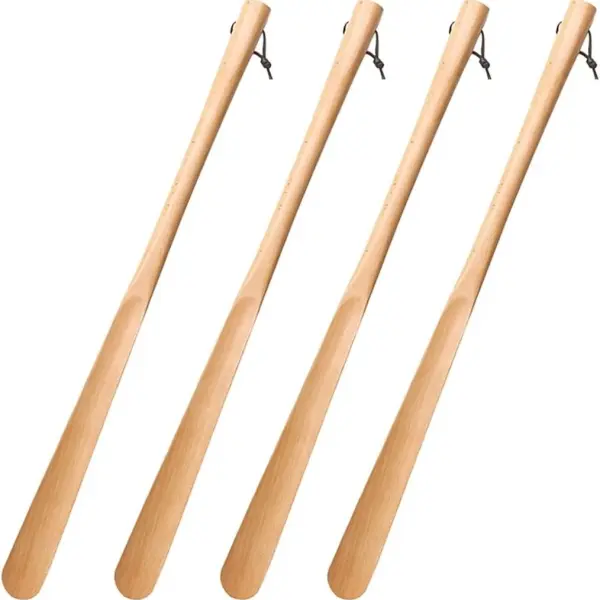 Extra Long Shoe Horn for Men and Women Classic Beech Wood Lifter, Easy to Use Smooth Shoe Spoon with Lanyard, Ideal for Seniors and Elderly Mobility Assistance, Boot Spoon, Easy Wear Helper,68 * 4.3