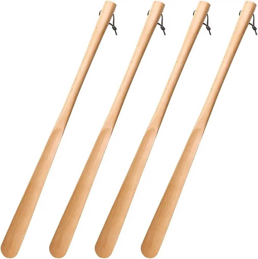 Extra Long Shoe Horn for Men and Women Classic Beech Wood Lifter, Easy to Use Smooth Shoe Spoon with Lanyard, Ideal for Seniors and Elderly Mobility Assistance, Boot Spoon, Easy Wear Helper,68 * 4.3