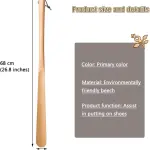 Extra Long Shoe Horn for Men and Women Classic Beech Wood Lifter, Easy to Use Smooth Shoe Spoon with Lanyard, Ideal for Seniors and Elderly Mobility Assistance, Boot Spoon, Easy Wear Helper,68 * 4.3