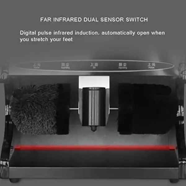 Automatic Electric Shoe Polisher Machine - Vertical Shine Device with Sensor for Dusting, Polishing, Oiling & Waxing - Ideal for Home, Hotels & Businesses (Black/Silver)