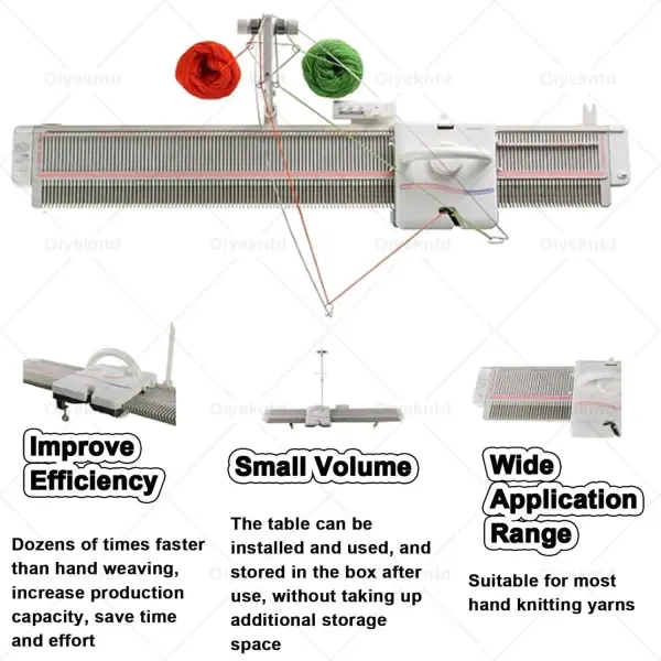 Oiyekntd Knitting Machine, 6.5mm Mid Gauge 150 Stitches Plastic Domestic Knitting Machine with Accessories Household Sewing Tool Set for Women Home Sock Hat Scarf