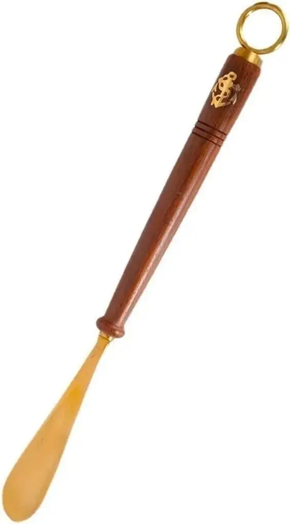Premium Shoe Horn for Women & Seniors - Retro Brass Shoe Helper with Round Hook for Effortless Footwear Access & Comfort Red+Gold 46 * 4cm