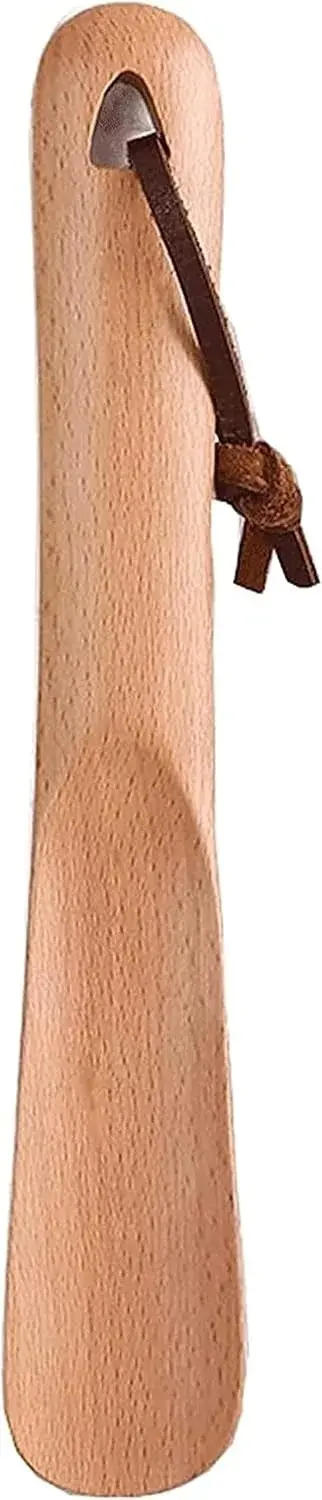 Metal Shoe Horn-Long Shoe Horn Solid Wood Shoe Lifter for Household Lazy People wear Shoes Shoehorn