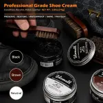 Shoe Care Kit - 16pc, Blue: Premium Deluxe Shoe Polish Kit - Black, Brown & Neutral Polish, Horsehair Brushes, Buffing Cloth & More for Leather Shoes & Boots Care