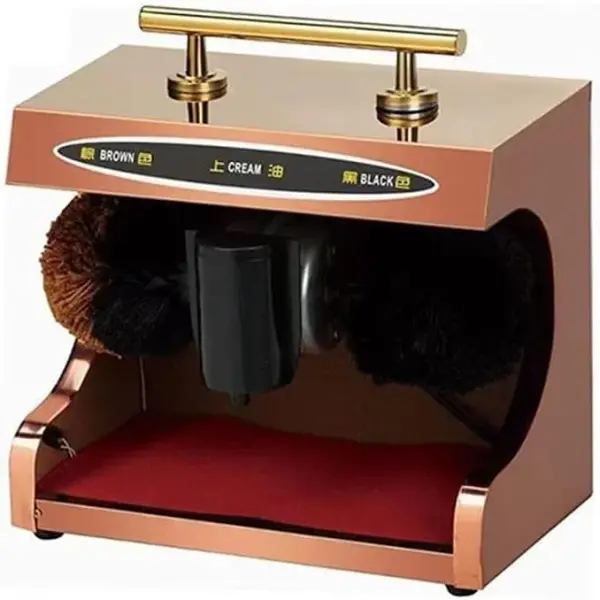Commercial Electric Shoe Polisher Machine for Hotels - Dual Brush Automatic Cleaner Kit for Leather Shine & Dust Removal (Black Gold) - Professional Shoe Care Solution