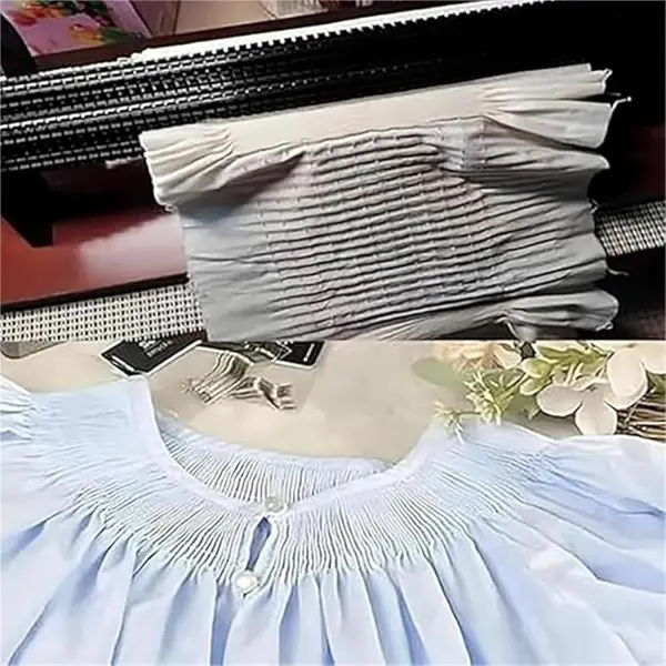 Adjustable Smocking Pleater with 47 Needle Positions and 24 Row Craft Pleats, 0.5cm Even Spacing Fabric Folding Tool for Costume Sewing and Handmade Garment Decoration Projects(Black)