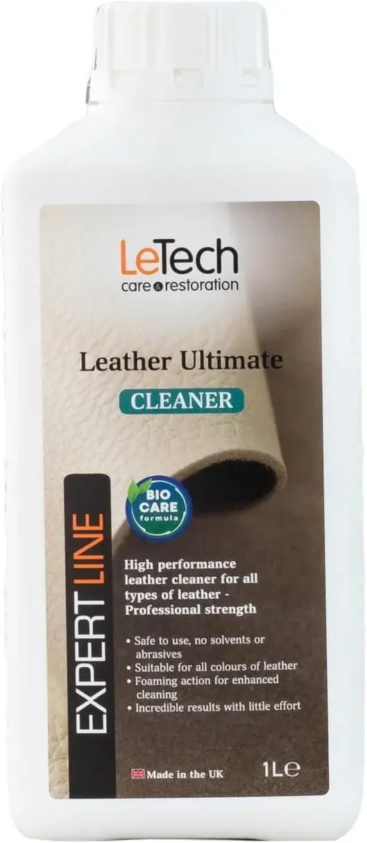 Letech Leather Cleaner – 1L Refill Bottle for Deep Leather Cleaning: Furniture, Auto Interiors, Shoes & More | 1000ml / 33.81 fl oz | Made in UK
