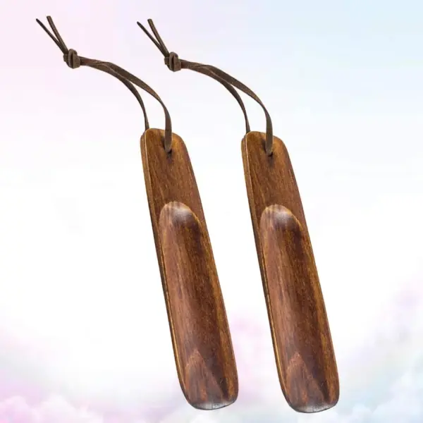 2pcs Shoe Horn Wooden Long Handled Shoehorn for Old Pregnant Men Women Kids Boots Shoes
