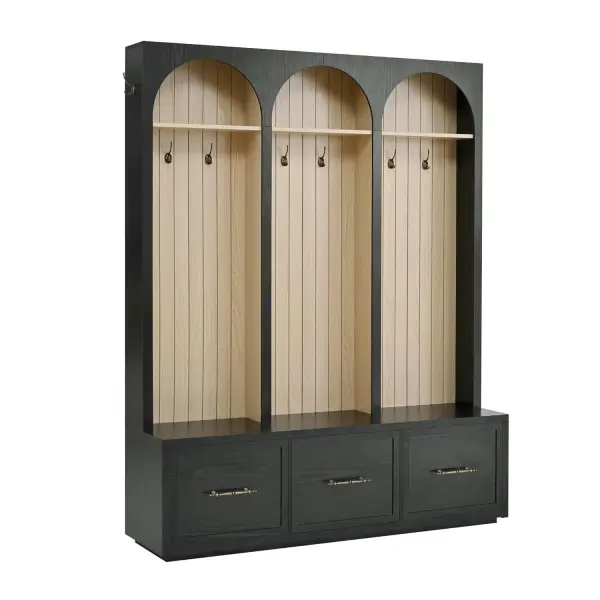 Hall Tree with Bench and Shoe Storage, Entryway Coat Rack with 8 Hooks, Clothes Racks for Hanging Closet, Mudroom Bench with Storage and Seating, Garment Storage Rack,A-1
