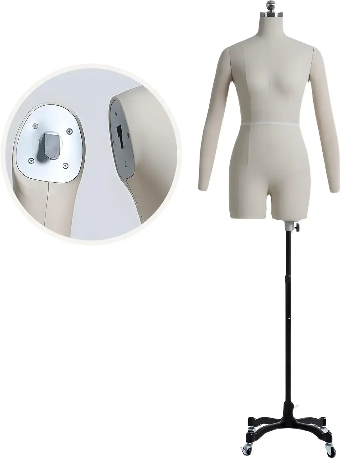Adjustable XL Soft Foam Dress Form Mannequin with Arms - Tailor Dummy for Sewing, Fashion Design, Alterations, Pin-Friendly Female Model, Craft & Dressmaking Tool 86