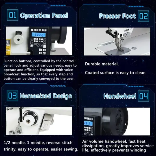 Fully Automatic Synchronous Sewing Machine, Industrial Sewing Machine for Luggage Leather with Table Stand and LED Light 220V