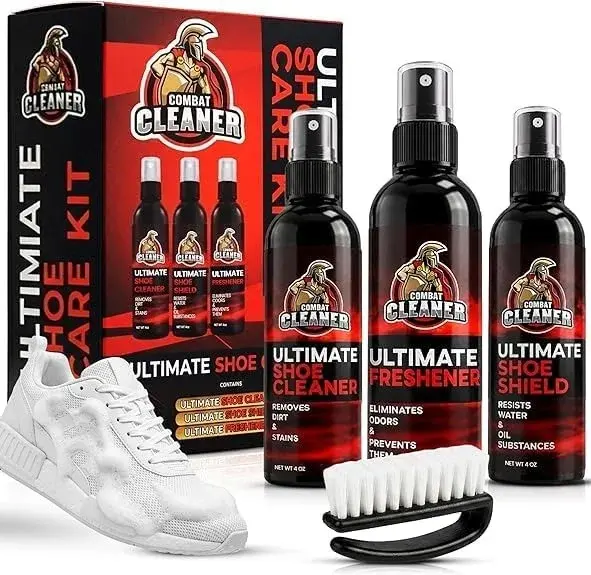 Combat Cleaner Shoe Cleaning Kit – Complete Sneaker Care Solution for Leather, Suede, Canvas, Mesh, Nubuck & More