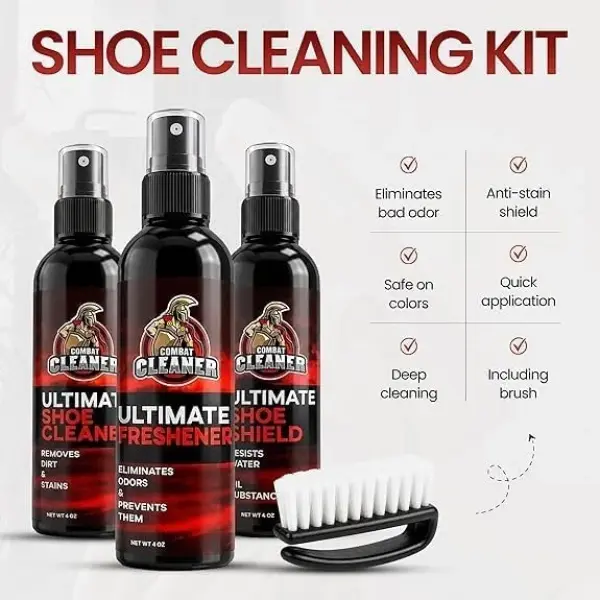 Combat Cleaner Shoe Cleaning Kit – Complete Sneaker Care Solution for Leather, Suede, Canvas, Mesh, Nubuck & More