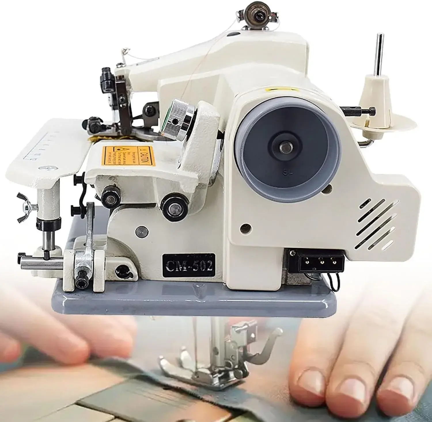 Portable Blind Hemming Machine 1200RPM High Speed Direct Drive Motor Adjustable Stitch Depth for Cotton Wool Synthetics Compact Desktop Sewing Tool with Metal Plate