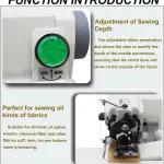 Portable Blind Hemming Machine 1200RPM High Speed Direct Drive Motor Adjustable Stitch Depth for Cotton Wool Synthetics Compact Desktop Sewing Tool with Metal Plate