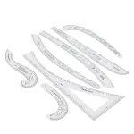 Rengue 7Pcs Sewing Ruler Tailor Set, Clear High Accuracy Scale Acrylic Clothing Ruler for Pattern Drafting, with Transparent Fashion Design Tools for Sewing and Tailoring
