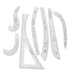 Rengue 7Pcs Sewing Ruler Tailor Set, Clear High Accuracy Scale Acrylic Clothing Ruler for Pattern Drafting, with Transparent Fashion Design Tools for Sewing and Tailoring