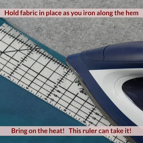 Madam Sew Hot Hem Ruler for Sewing and Quilting – Non-Slip Ironing Hot Ruler and Pleats with Dry or Steam Iron on Quilt Blocks and Clothes - 18” x 2.5” Hem Gauge