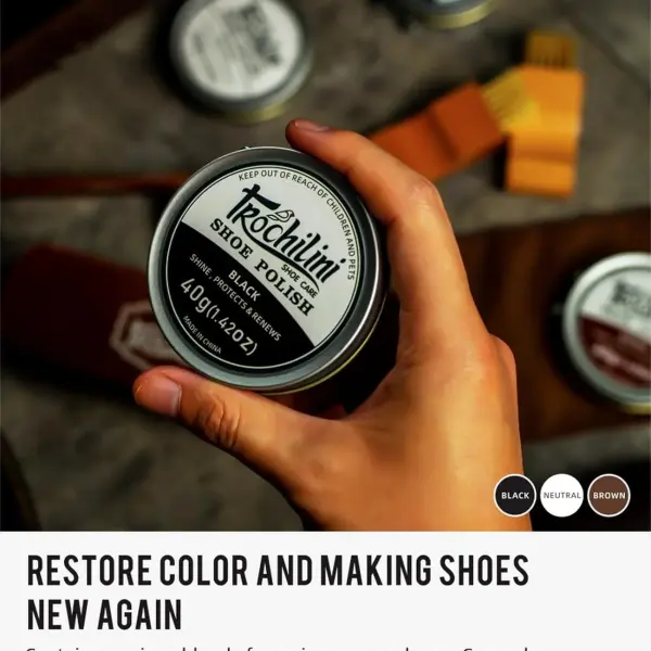 Shoe Polish Kit 13PC Shoe Shine Leather Boot Shoe Care Set Mink Oil Brushes and More for Gentle Care Cleaning