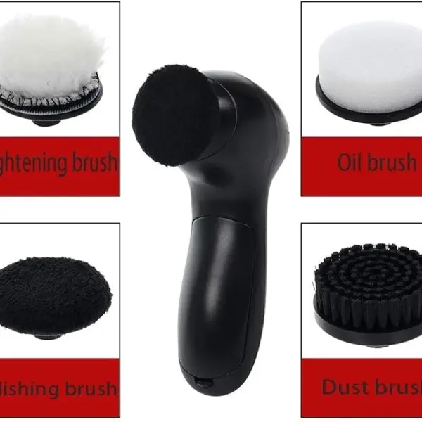-Electric Shoe Polisher-Handheld Automatic Shoe Polisher, Household Multi-Function Shoe Polisher/4 Types of Wipers Electric Shoe Polisher M (Black A)