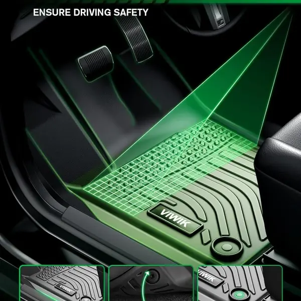 VIWIK Floor Mats Fit for Ford Escape 2020 2021 2022 2023 2024 (Not Hybrid), Car Mats All Weather Custom Floor Liners Full Set 1st and 2nd Row, TPE Car Accessories for Escape Not Hybrid