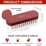 Crepe Suede Brush for Shoes, Furniture, Boots, Bags, Belts - Natural Suede Shoe Cleaner Made with Crepe Ribbon, Red Lotus Wood Handle - Nubuck Cleaner for Cleaning, Re-Fluffing & Lifting Nap