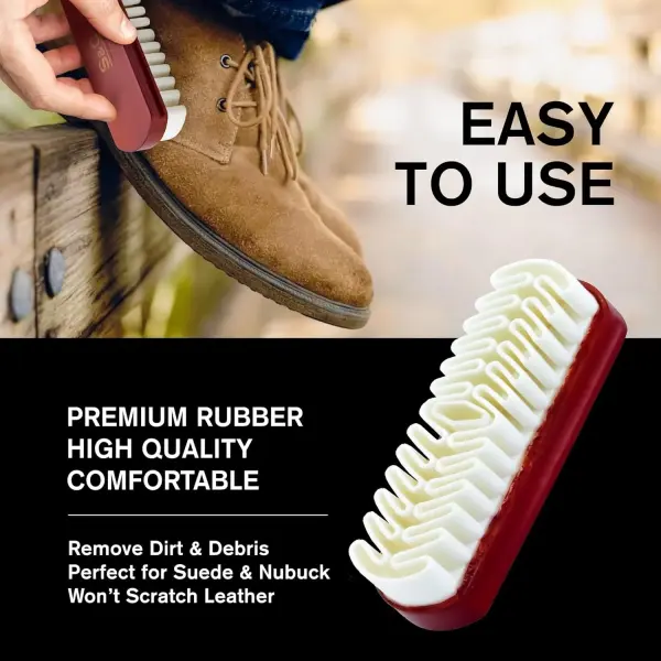 Crepe Suede Brush for Shoes, Furniture, Boots, Bags, Belts - Natural Suede Shoe Cleaner Made with Crepe Ribbon, Red Lotus Wood Handle - Nubuck Cleaner for Cleaning, Re-Fluffing & Lifting Nap
