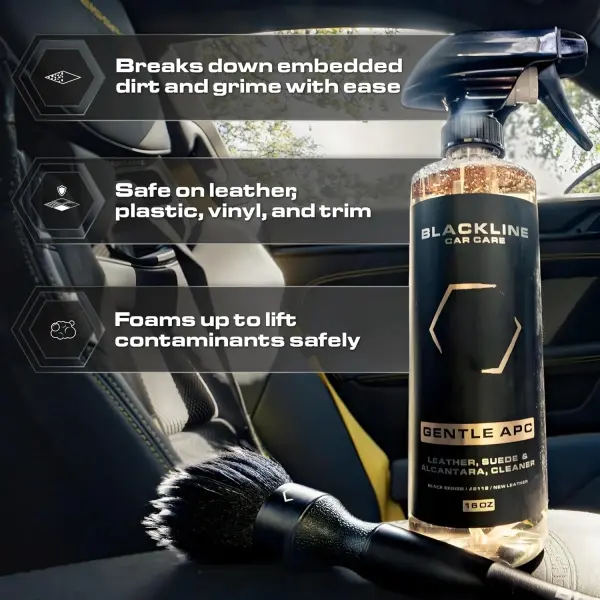 Blackline Car Leather Cleaner and Conditioner Care Kit with Microfiber Towel and Applicator Pad, Gentle APC and Leather Rehydrate, 2 16 Fl Oz Bottles for Leather Car Interiors