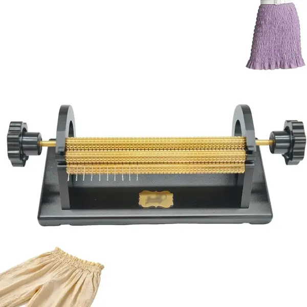 Adjustable Smocking Pleater,24 Row Pleat Sewing Machine with Sewing Needles & Tool Kit,47 Needle Positions Adjustable Closeness & Depth,for Costume & Craft Sewing (Black)