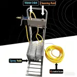 Farm Boot Cleaning Station, Stainless Steel Shoe Scraper Brush with Integrated Water Spray Gun 360 Degree Deep Cleaning Design for Mud Removal Outdoor Farm Garden Livestock Use