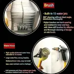 Farm Boot Cleaning Station, Stainless Steel Shoe Scraper Brush with Integrated Water Spray Gun 360 Degree Deep Cleaning Design for Mud Removal Outdoor Farm Garden Livestock Use