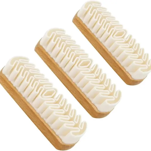 Suede Shoe Brush and Eraser,2 in 1 Scrub Suede Shoe Brush, Rubber Polish Eraser with Soft Plastic Bristles for Nubuck Cleaning (Wood Handle/3pcs)
