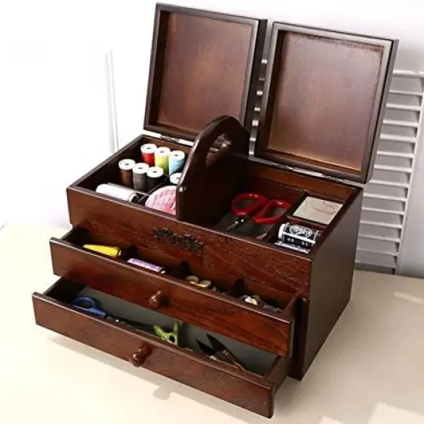 Sewing Box with Drawers - Portable Sewing Basket for Easy Organization and Carrying - Ideal for Home and Embroidery Tools