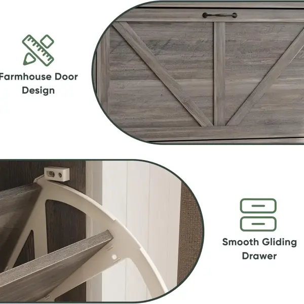 Smart FENDEE Shoe Cabinet, Shoe Storage Cabinet for Entryway with 2 Flip Drawers, Narrow Farmhouse Shoe Organizer Cabinet, Slim Shoe Rack Cabinet, Gery