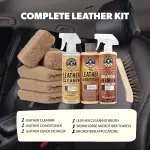 Chemical Guys Leather Cleaner and Conditioner Detailing Kit - Leather Care Kit For Natural, Synthetic, Faux, Pleather, and More for Car Interiors, Apparel, Furniture, Boots & Accessories - 9 Items