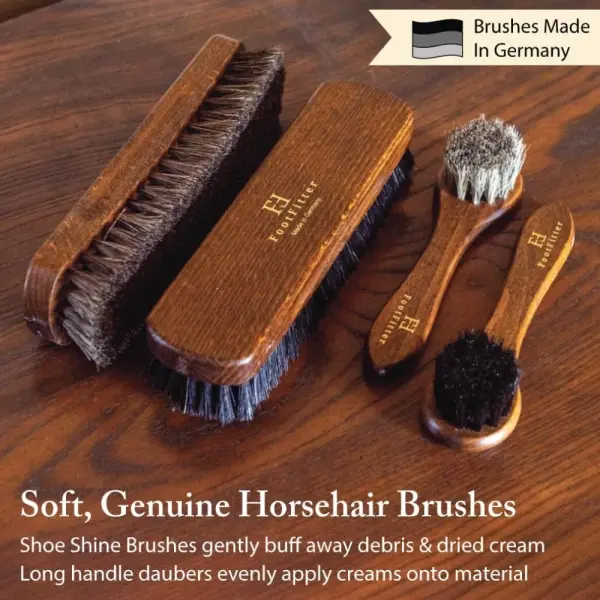 FootFitter Shoe Shine Set with Grand Cedar Storage Box, Polish Creams, Valet Box & Premium Shoe Care Tools for Leather Shoes