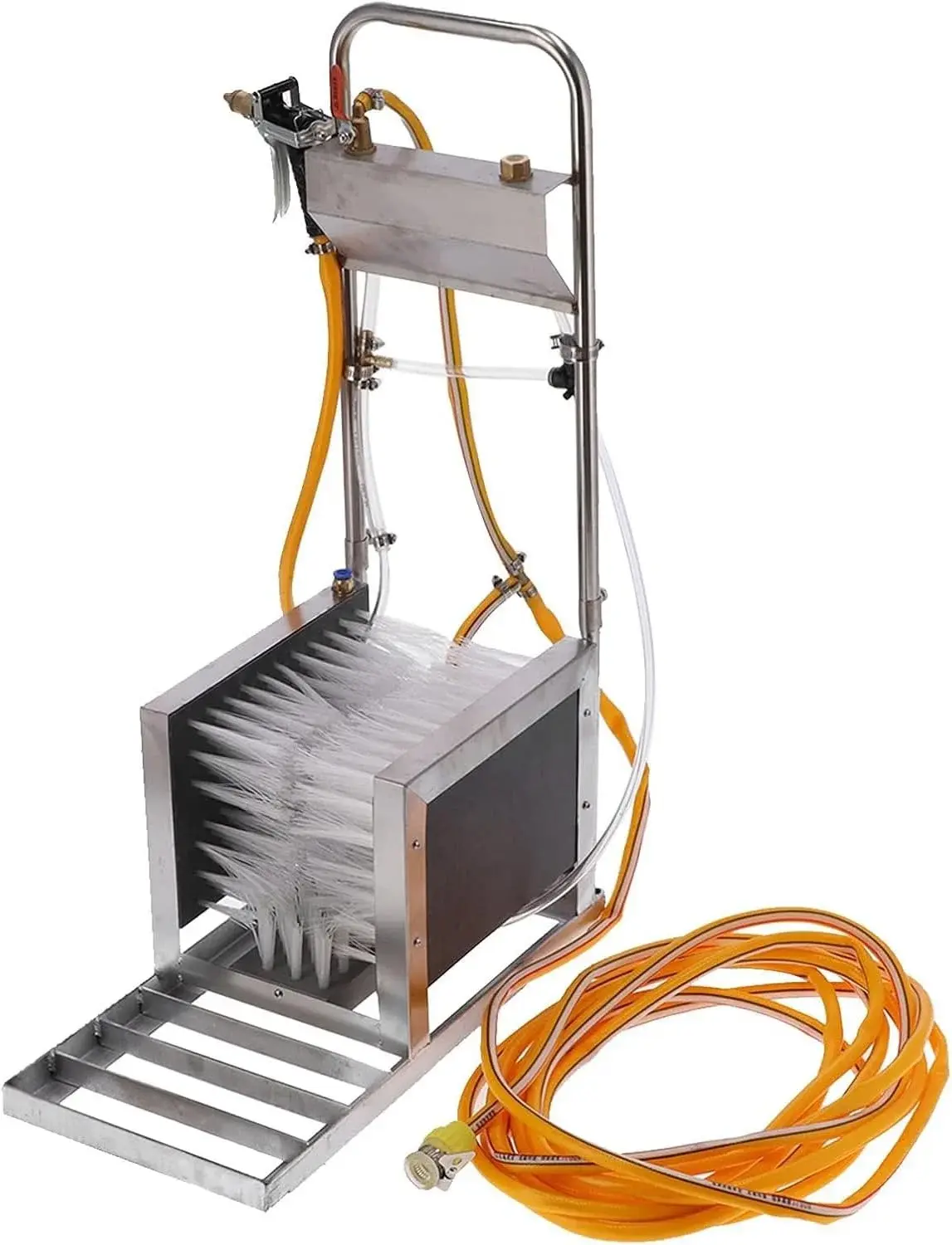 Boot Scrubber, Stainless Steel Shoe Brush Scraper & Cleaner with Water Spray Gun for Mud Removal Farm