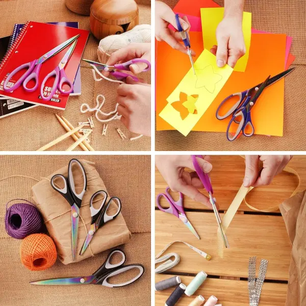 JubileeYarn Titanium Softgrip Scissors Set for Sewing, Arts, Crafts, Office - 10 Sets of 3 - Purple